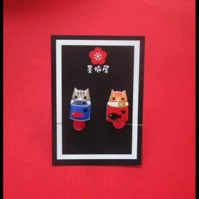 画像1: 猫と缶詰イヤリングキジシロと茶シロ
