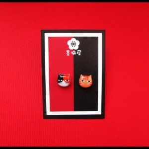 画像: 猫のピアス1三毛と茶トラ【SALE770円→550円】